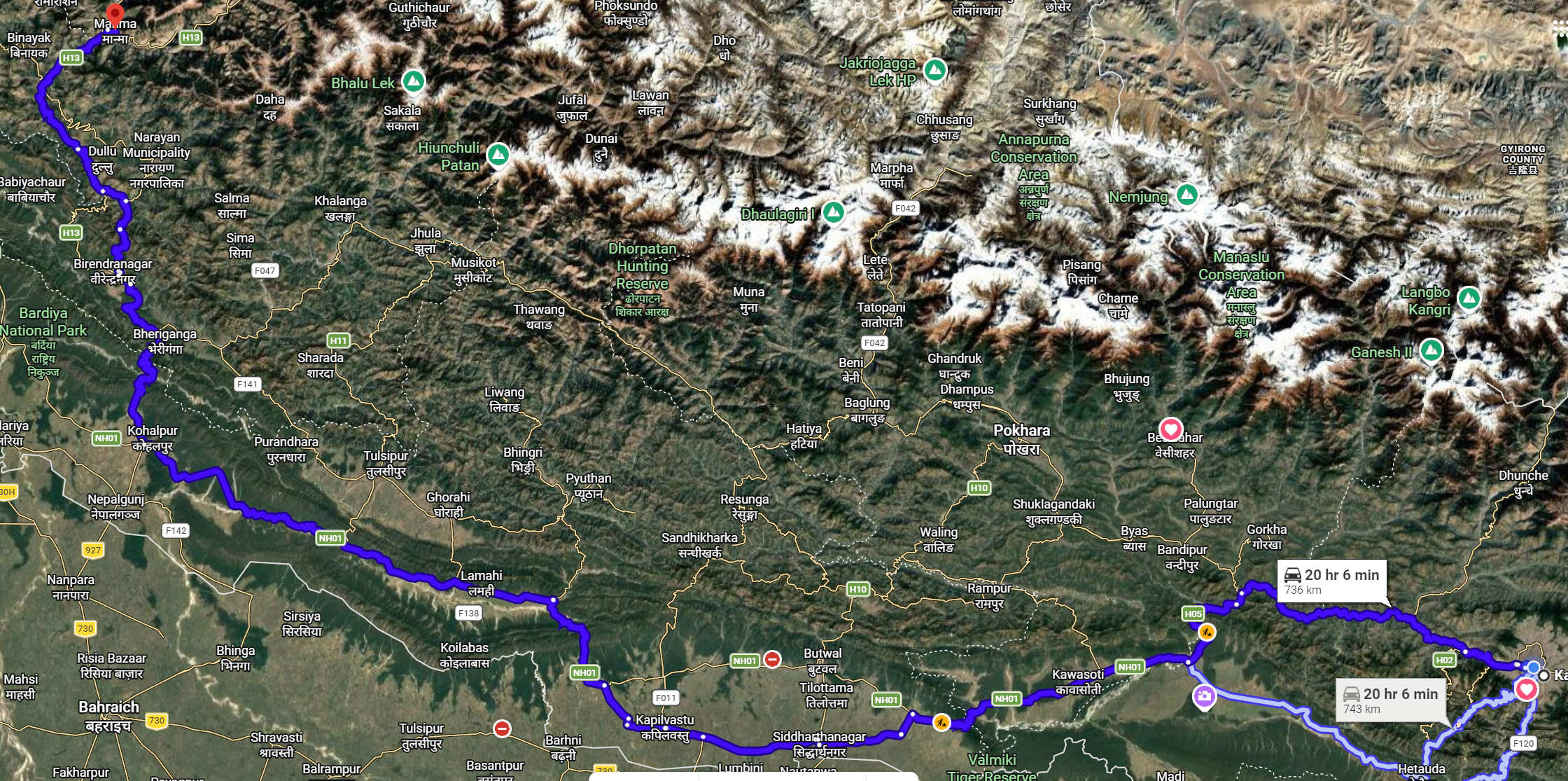 Road Access Route Kathmandu to Kalikot